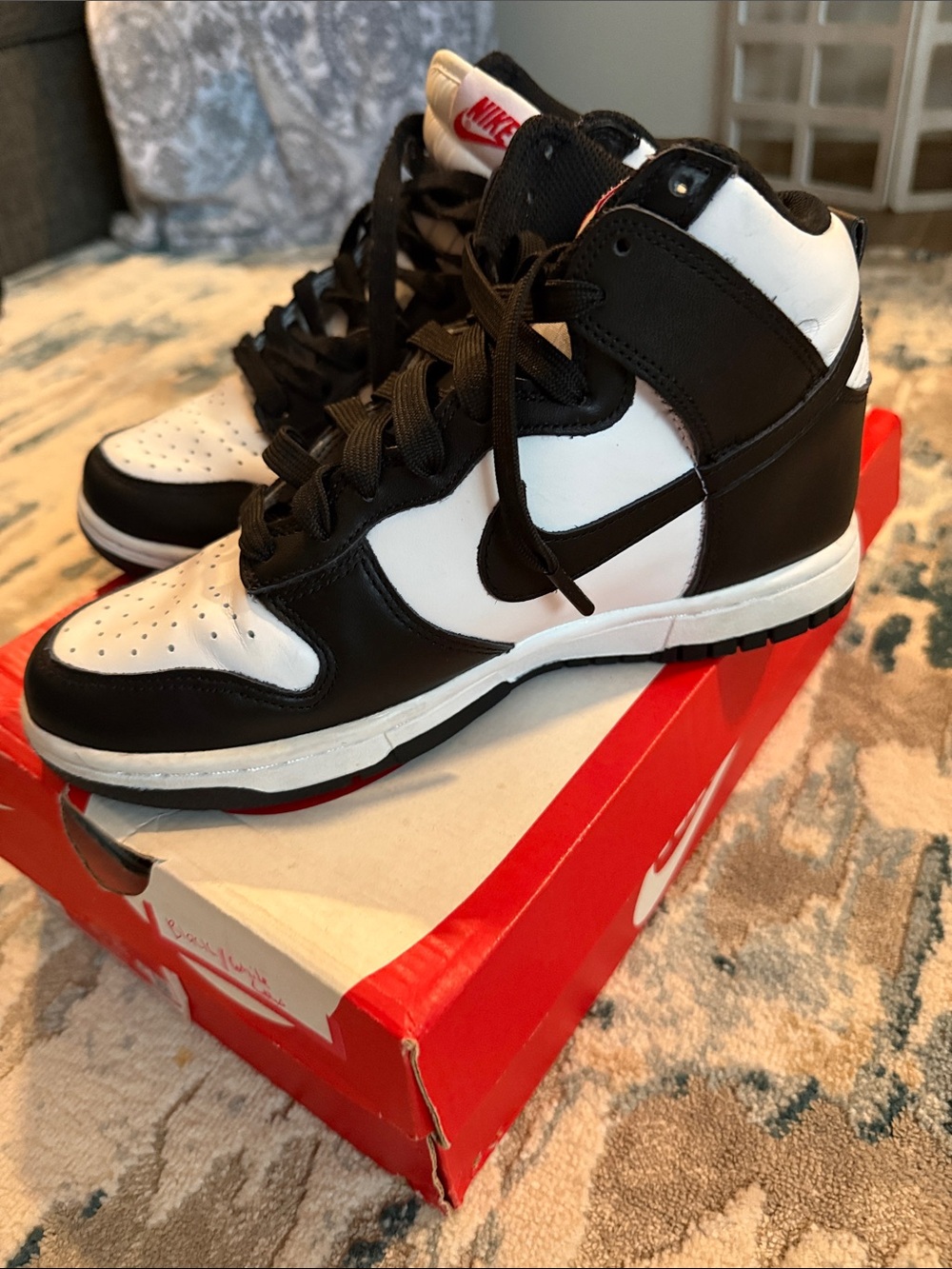 Nike Kids Black and White High-Top Sneakers